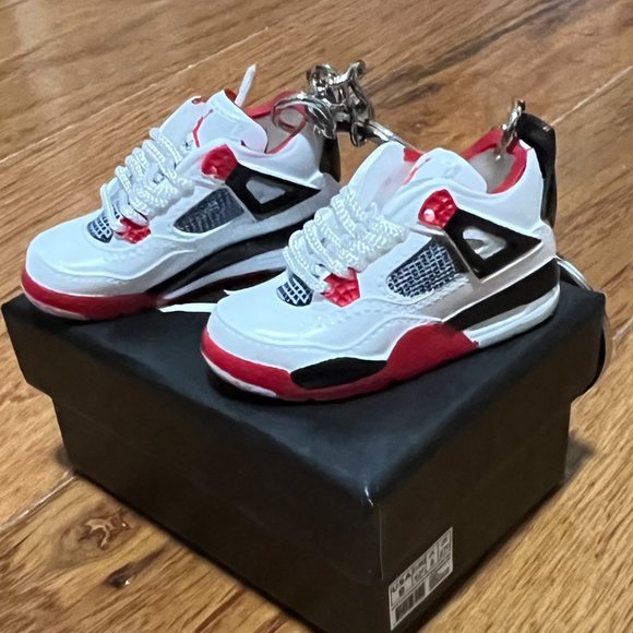 Mini Shoes Keychain Pair With The Box, Mini Kicks, Mini Sneaks, Red and Black Mi - Picture 1 of 3